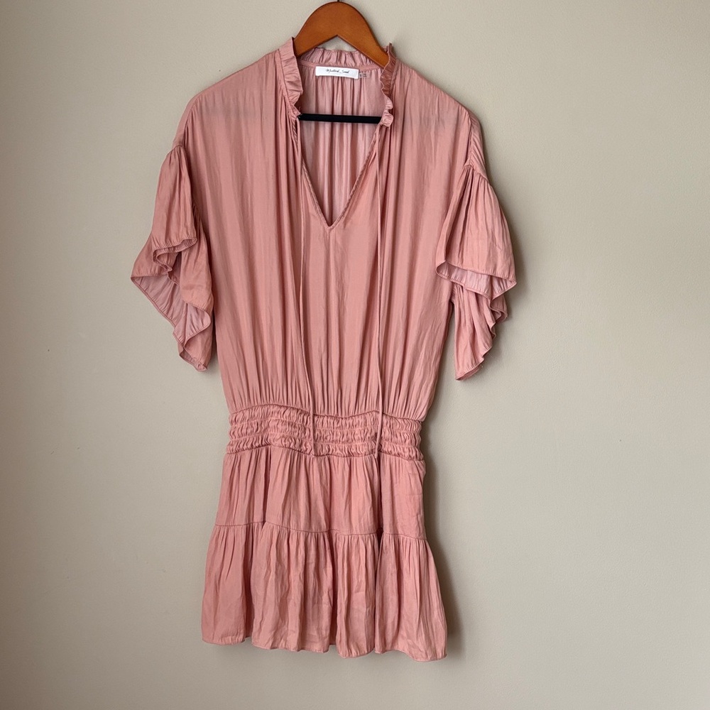 Mustard Seed Dress with Ruffle Sleeve Blouse Peach -Size Small Boutique Brand